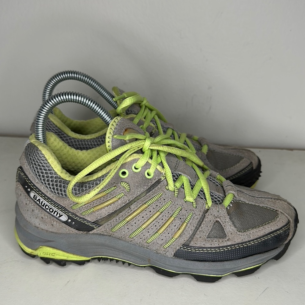 Saucony grid labyrinth gray and green hiking sneakers
